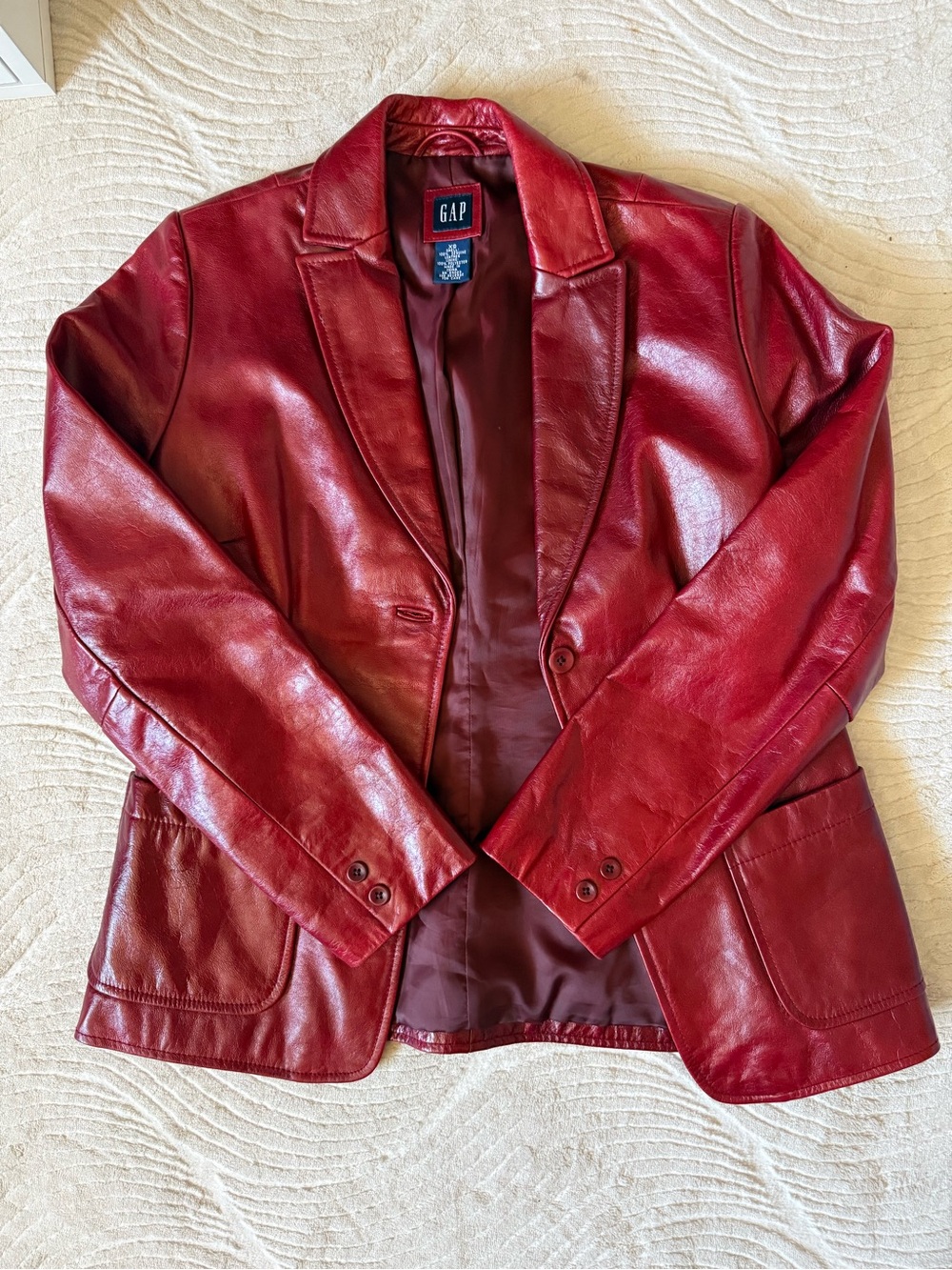 GAP Women's Red Leather Blazer Jacket